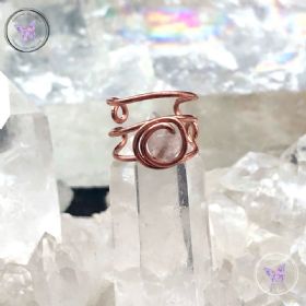 Rose Quartz Triple Band Copper Ear Cuff